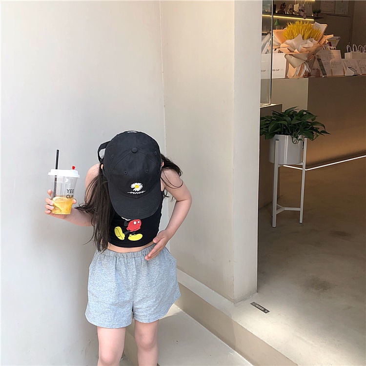 Áo Thun Hai Dây In Hoạt Hình Phong Cách Hàn Quốc Dành Cho Bé Gái