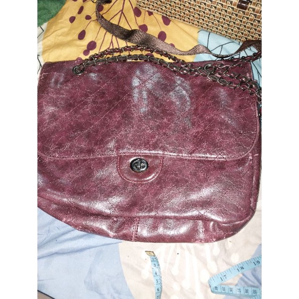 Túi tote quai xách da dẻo màu tím loang