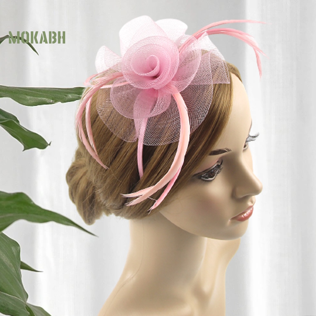 Mũ Lưới Đính Hoa Và Lông Vũ Thanh Lịch Cổ Điển Cho Cô Dâu