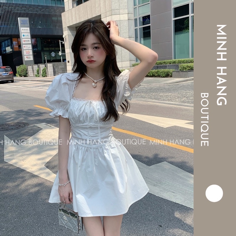Váy thô viền ren xoè tay bồng (Ảnh thật ở cuối)(VMH011)