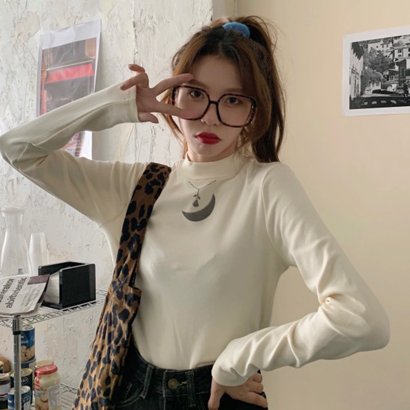 Áo thun nữ NRVP dài tay dáng rộng in hình phong cách Hàn Quốc kiểu mới