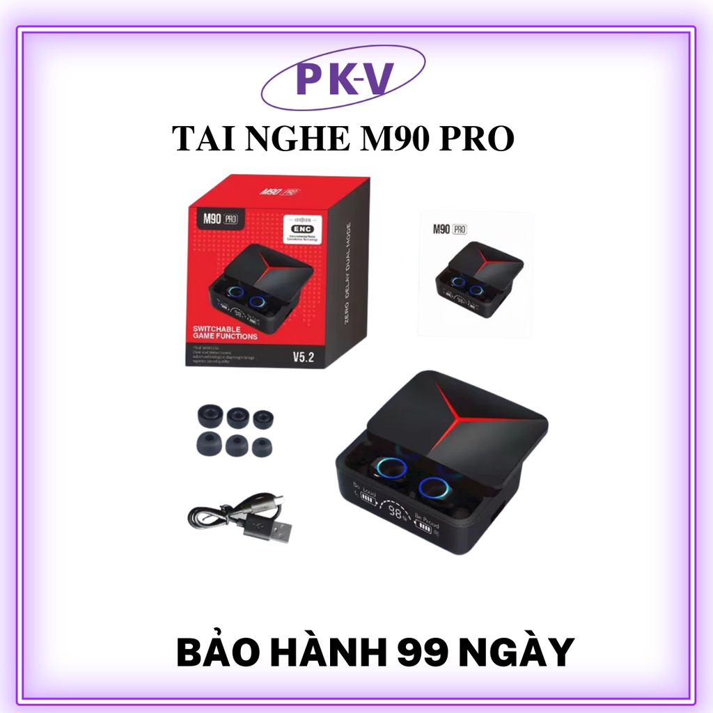 Tai nghe bluetooth M90 Pro LOGO MẸC V5.2 PK-V