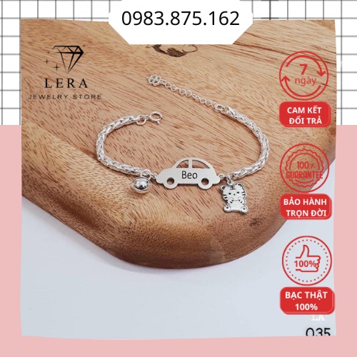 Lắc tay bạc mặt ô tô khắc tên laze cho bé trai, vòng tay khắc chữ trẻ em theo yêu cầu lấy ngay tại trang sức bạc LERA