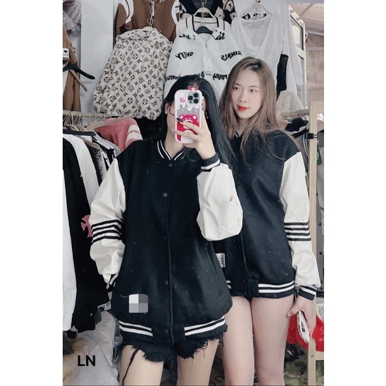 Áo khoác bomber tay trắng bốn vạch LN12