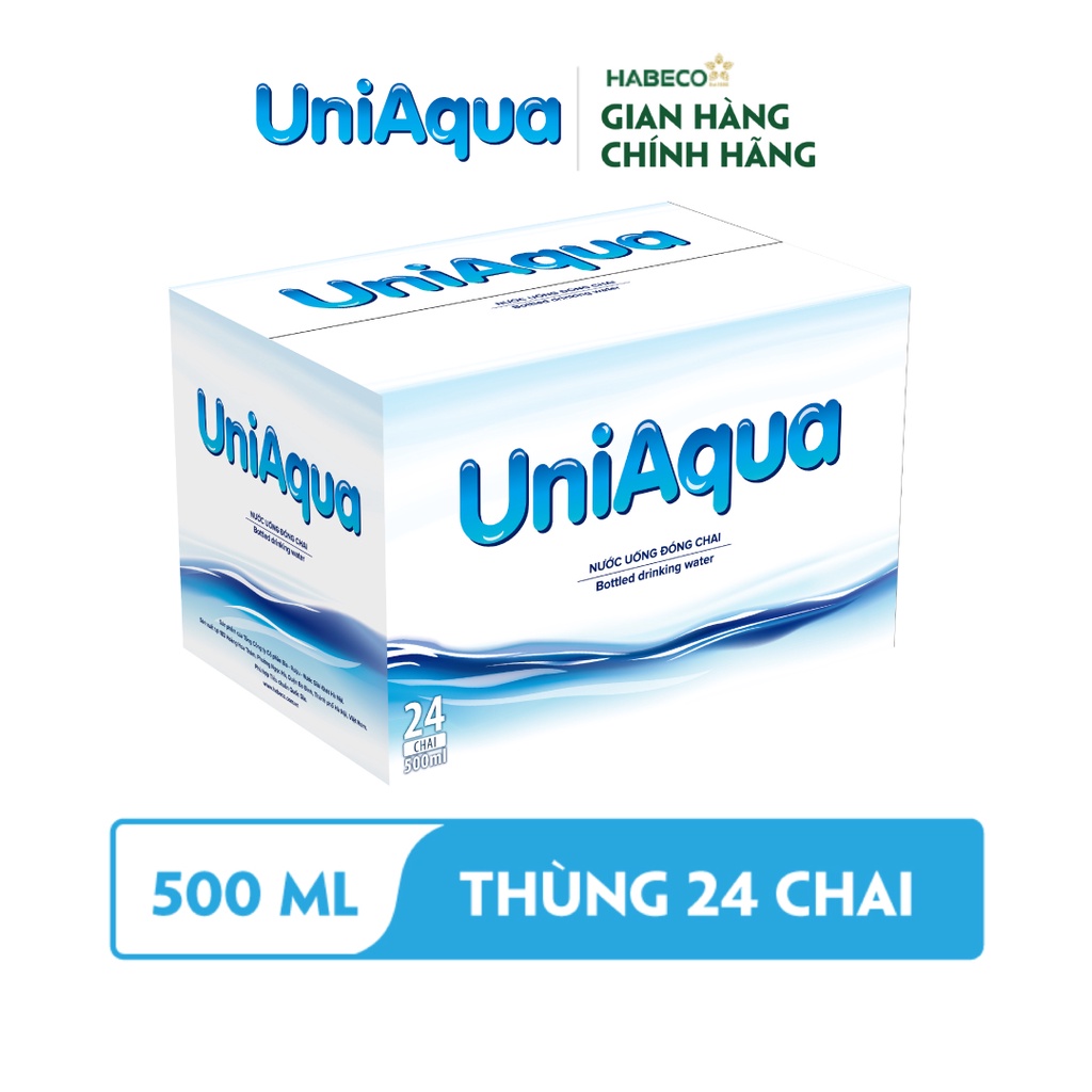 Thùng 24 chai nước uống đóng chai UniAqua - HABECO (350ml/chai)