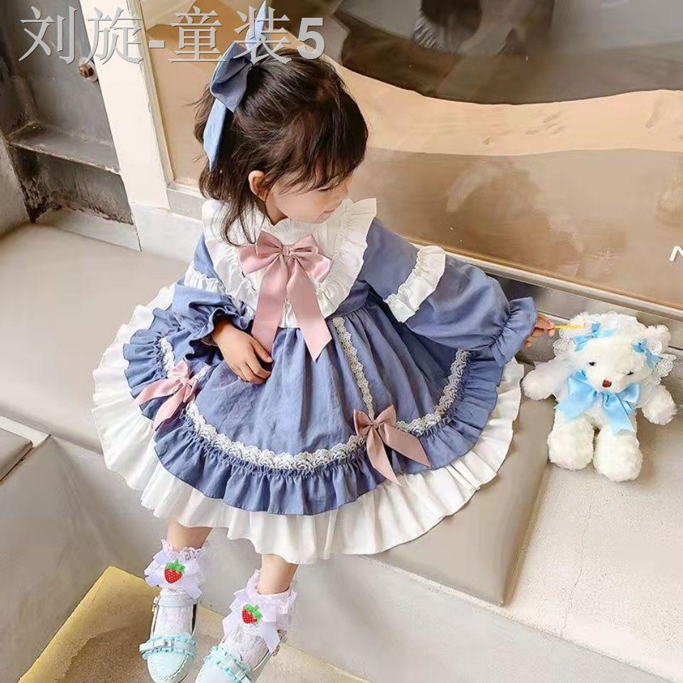 Áo Thun Tay Ngắn Kèm Chân Váy Hai Lớp Phong Cách lolita Cho Bé Gái 7-12 Tuổi