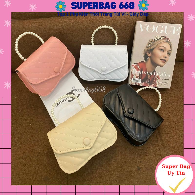 Túi xách nữ đeo chéo, đeo vai phối quai ngọc thời trang superbag 395
