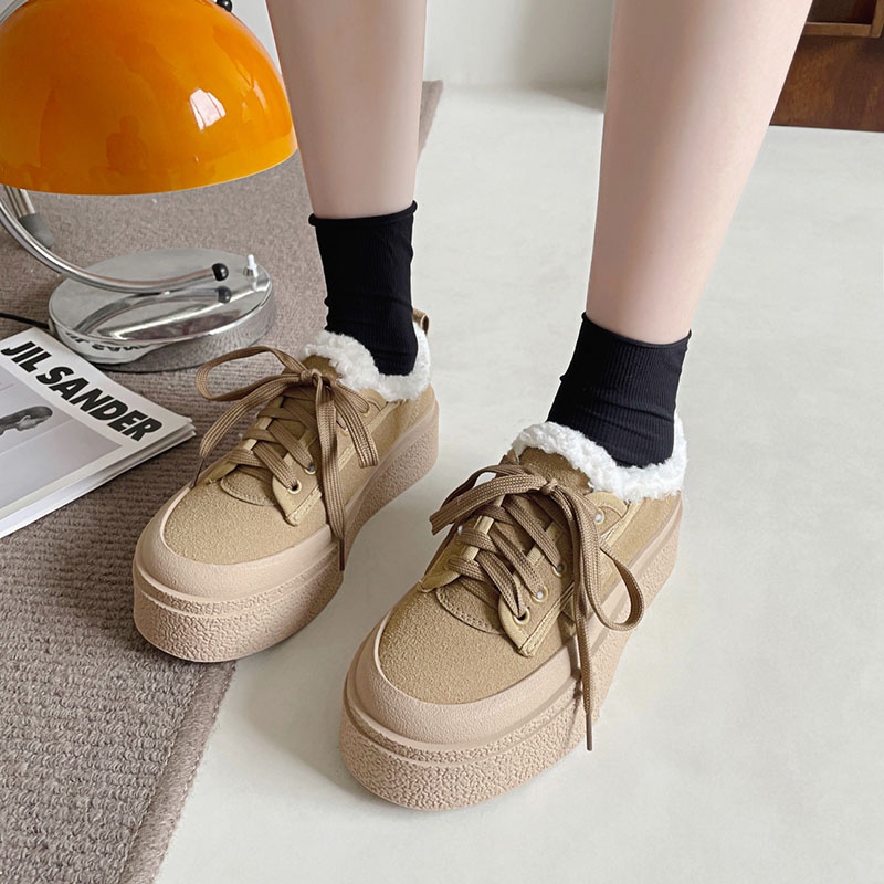 Giày Thể Thao Cột Dây Đế Dày Thời Trang Cho Nữ