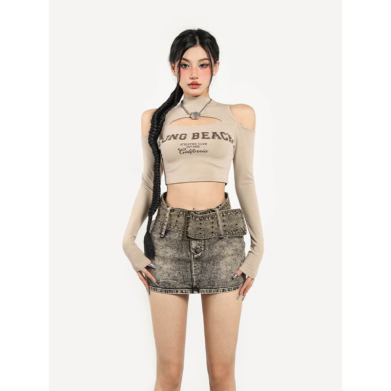 Áo thun COZOKC tay dài hở vai quyến rũ thời trang cho nữ
