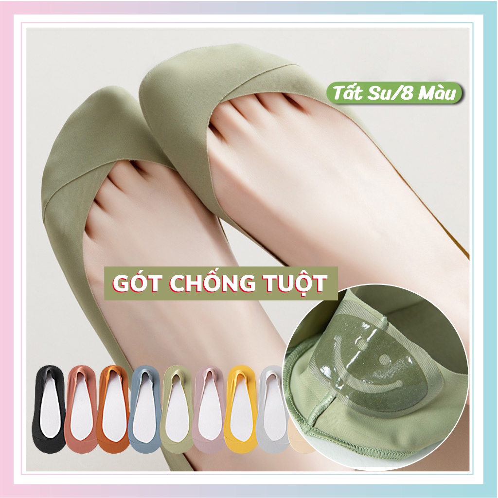 Tất Đi Giày Cao Gót Chất Lụa Lạnh Tất Vớ Nữ Siêu Mát Silicon Sóng Thêm Viền Thun Dọc Tất Ôm Trọn Chân Chống Tuột