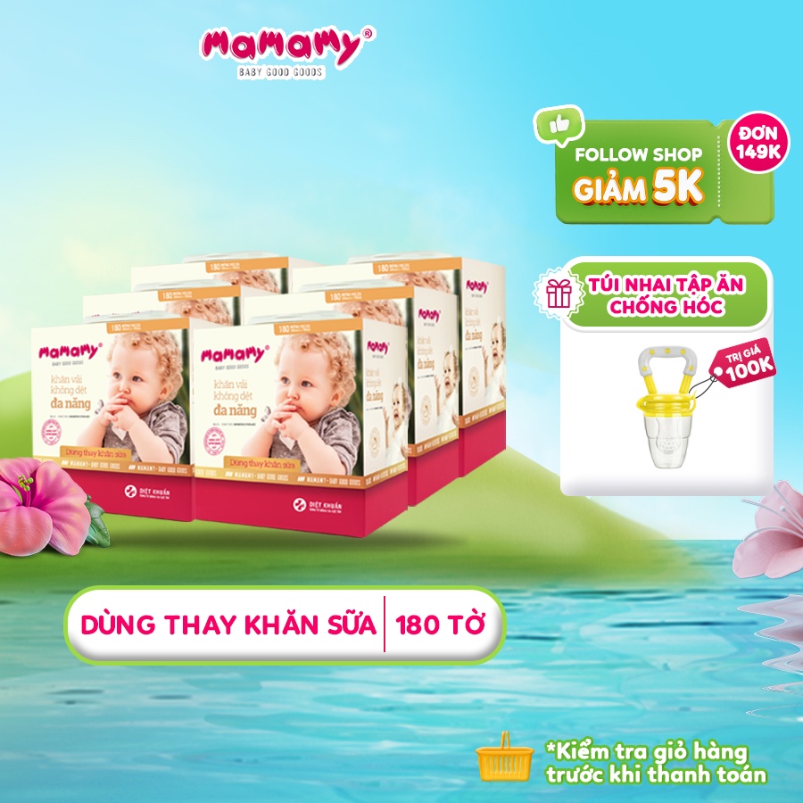 Combo 6 Hộp Khăn khô đa năng Mamamy 180 tờ/hộp an toàn cho bé