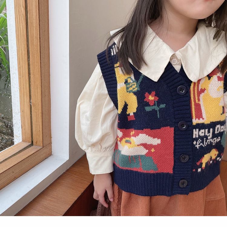 Áo Khoác Len Cardigan Không Tay Phong Cách Hàn Quốc Thời Trang Xuân Thu 2022 Mới Cho Bé Gái