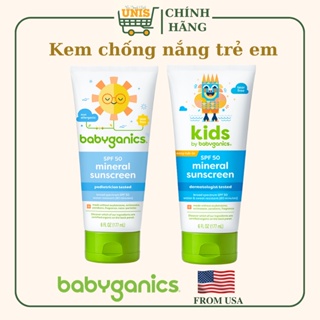 Nhập Mỹ Kem chống nắng vật lý mặt và body Babyganics cho trẻ em từ 6 tháng