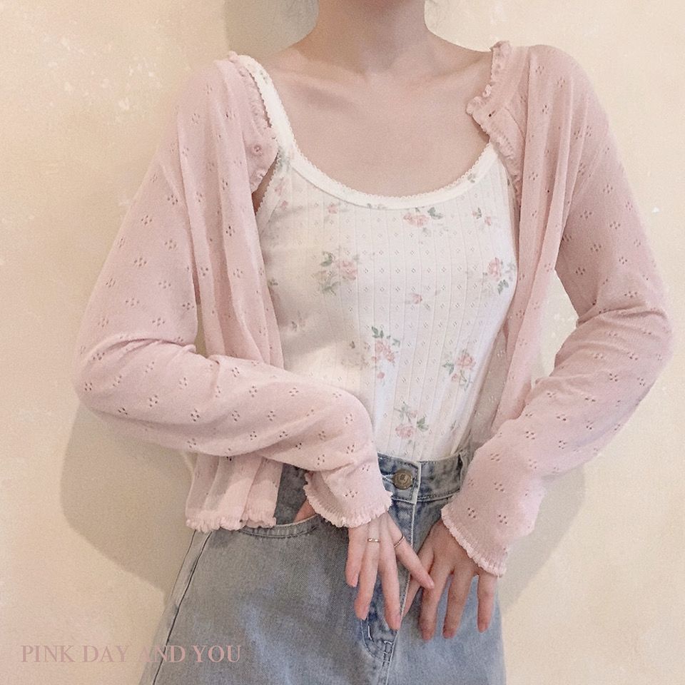 Áo Khoác Cardigan Dệt Kim Siêu Mỏng Bán Trong Suốt Màu Trắng / Xanh Lá / Hồng Cơ Bản Dễ Phối Đồ Thời Trang Mùa Hè Mát Mẻ