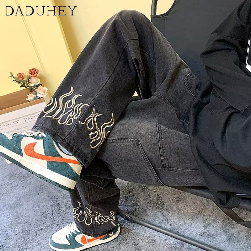 DaDuHey Men's American High Street Oversize Jeans Ins Fashion Brand Autumn Loose Straight Casual Pants