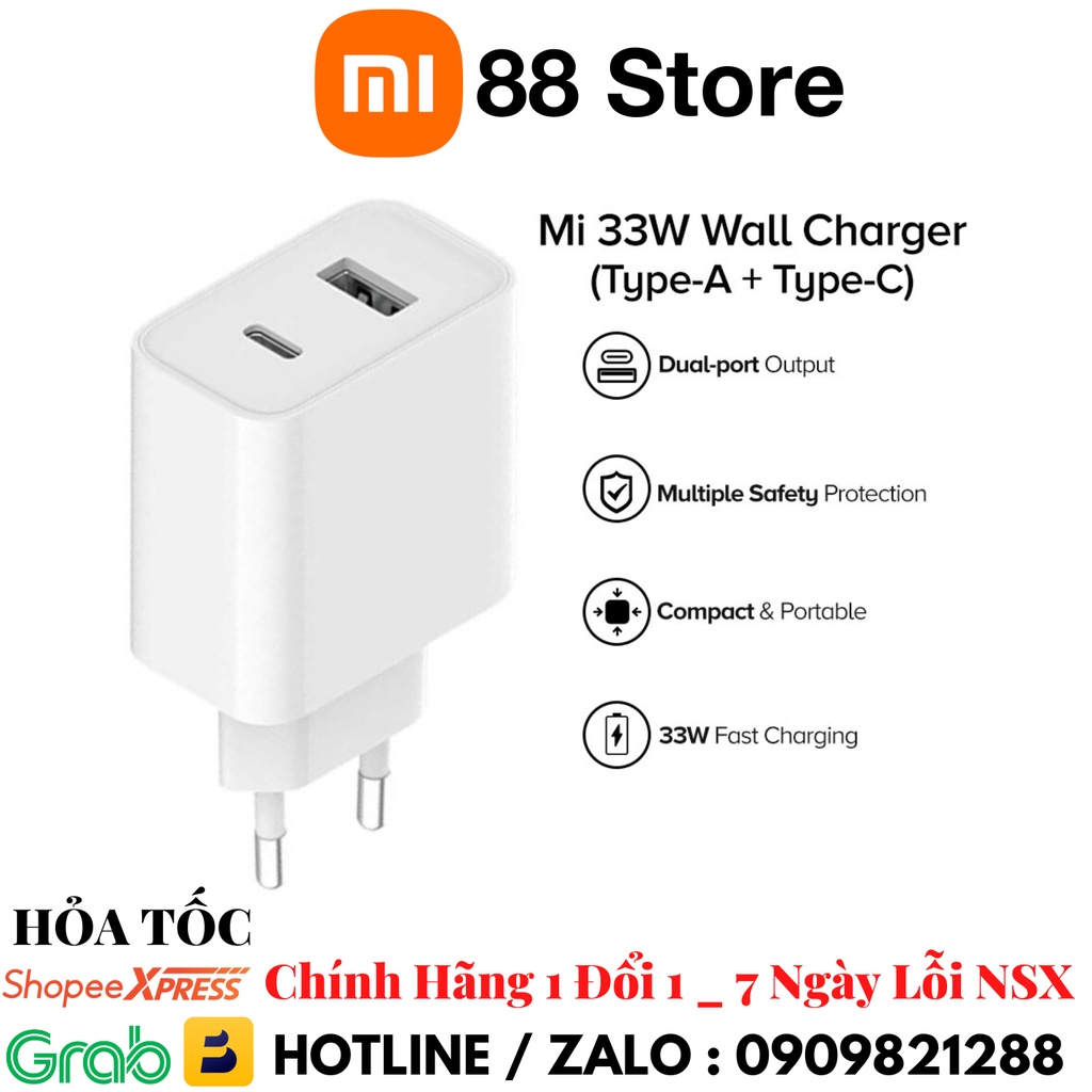 Củ Sạc Nhanh Xiaomi 1A1C AD332EU 33W Bản Quốc Tế CHÍNH HÃNG FULLBOX