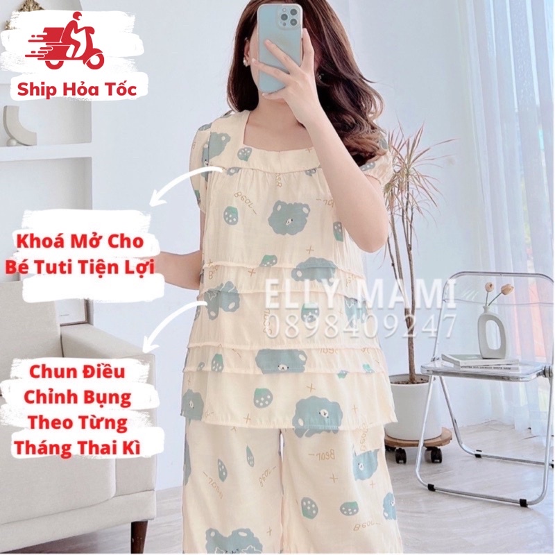 ( 40kg - 95kg ) Đồ Bộ Bầu Và Sau Sinh Nhiều Màu Cổ Vuông Siêu Mát Nhẹ Tênh ( Kèm Video + Ảnh Thật )