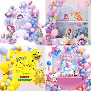 Set Trang Trí Sinh Nhật Hình Poster Nàng Tiên Cá - Bộ Trang Trí Cho Thôi Nôi Cho Các Bé Trai, Bé Gái - Happy Birthday