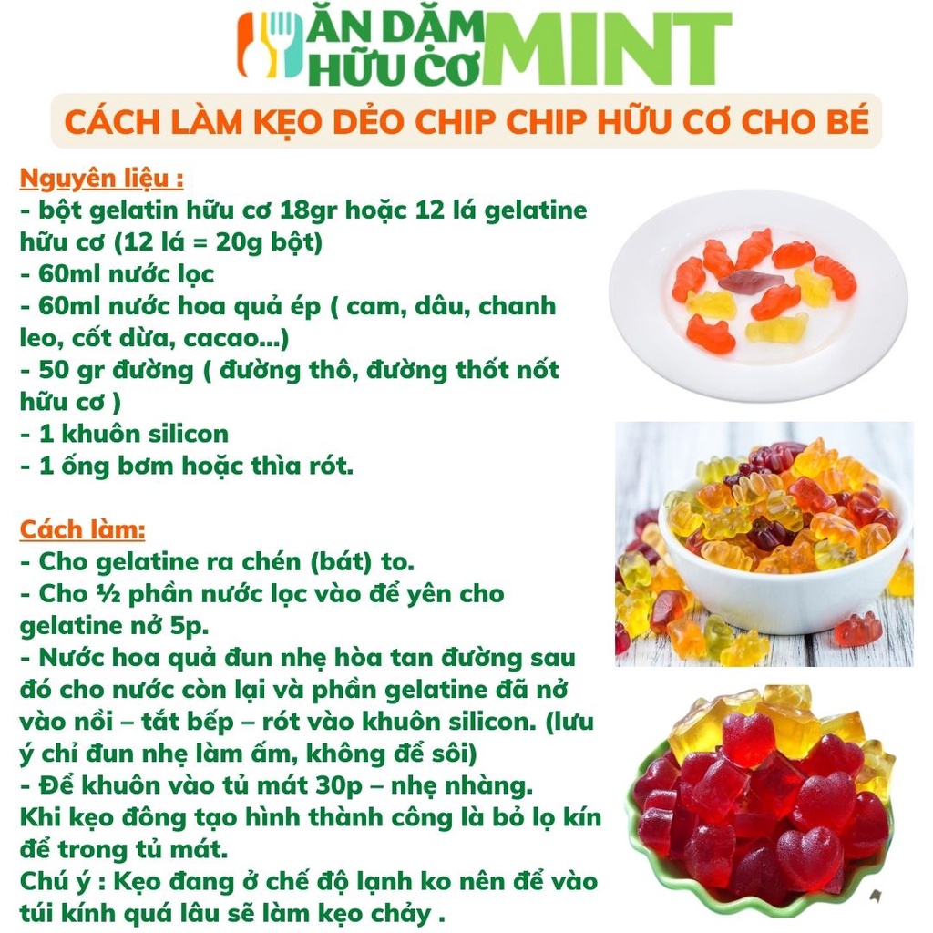 Gelatine hữu cơ Ruf Đức gelatine bột làm bánh cho bé ăn dặm - Ăn dặm hữu cơ Mint