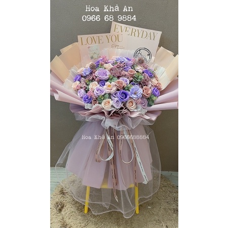 Bó hoa sáp mix lụa siêu cao cấp - Độc lạ thiết kế bởi Khả An