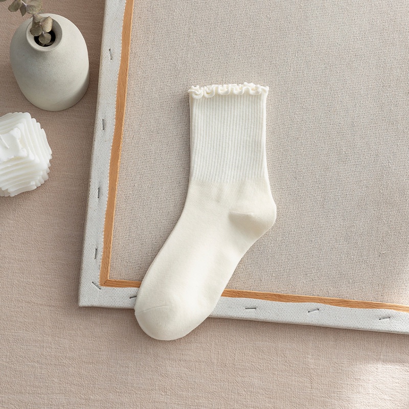 Vớ FHYL cổ cao vừa viền ren thời trang thu đông xinh xắn dành cho nữ