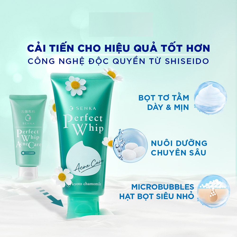 Sữa Rửa Mặt Senka Perfect Whip Acnes Care Dành Cho Da Mụn 100g