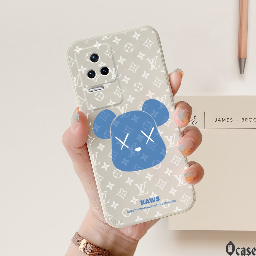 Ốp lưng Xiaomi Redmi K40s in hình gấu  cạnh viền vuông có bảo vệ camera