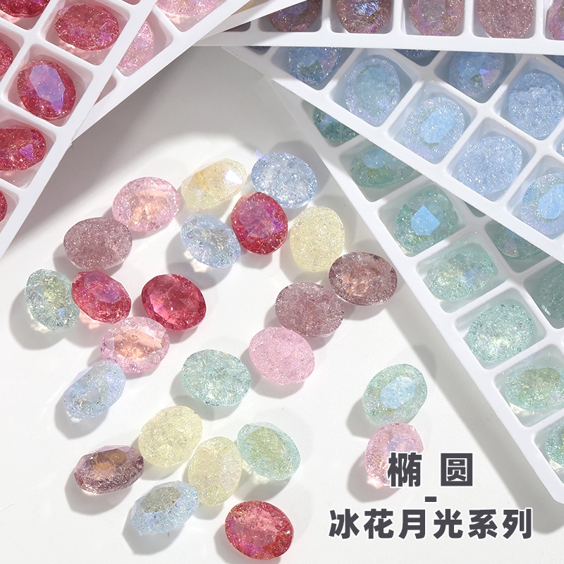 Bộ 72 Mũi Khoan Kính / Đá Pha Lê K9 Hình Oval Chất Lượng Cao