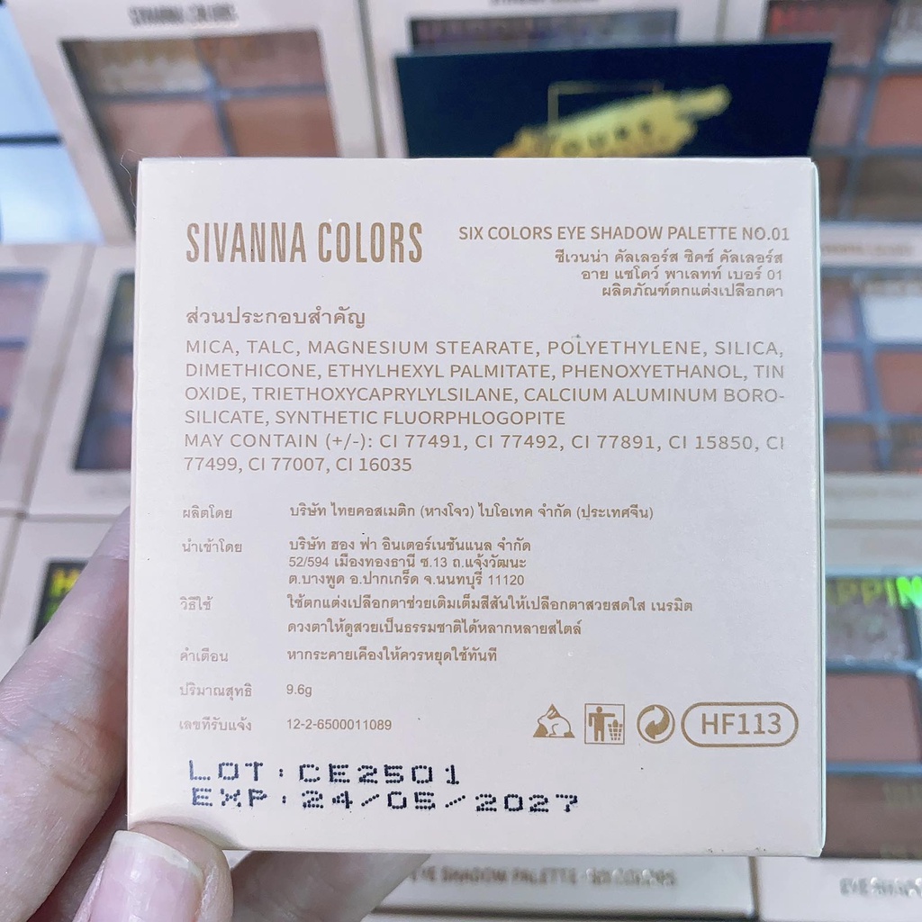 Bảng Phấn Mắt Có Nhũ Sivanna Tone Cam Đất HF113 - Bảng Màu Mắt Sivanna HF113 - Bảng Mắt Có Nhũ Sivanna 6 Ô