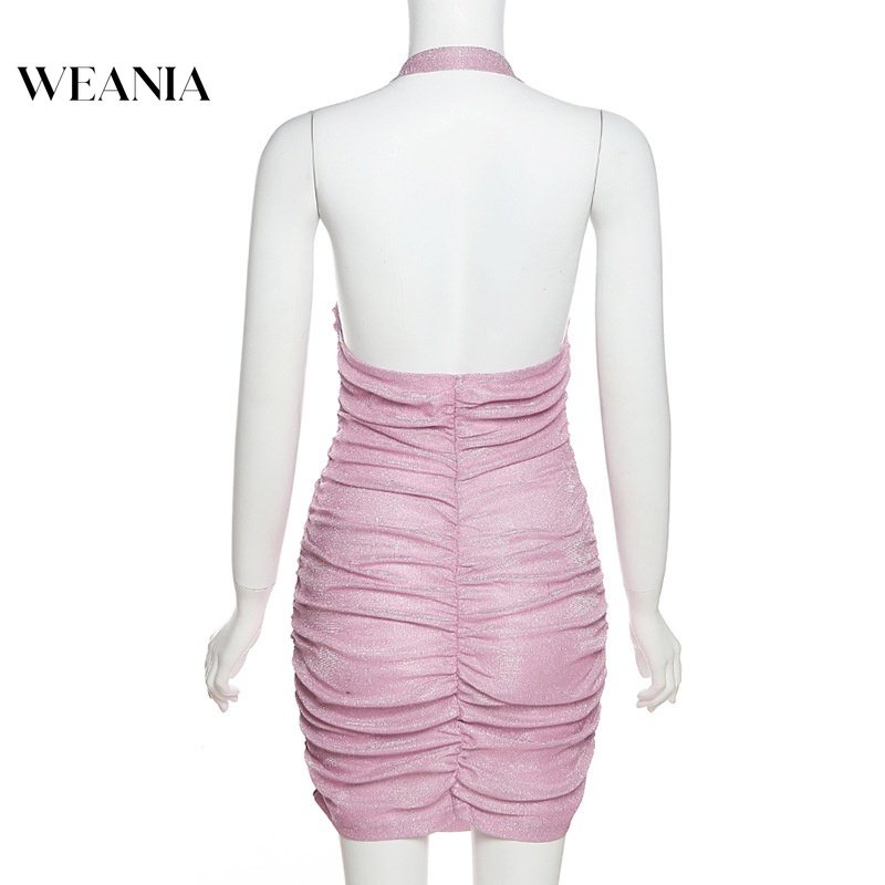Đầm ôm WEANIA hai dây hở lưng đính kim tuyến lấp lánh quyến rũ cho nữ