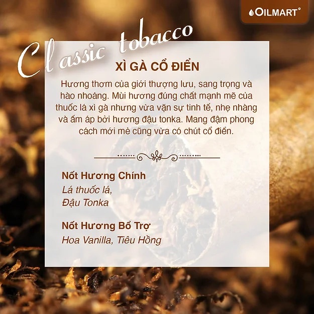 Tinh Dầu Thơm Xì Gà Cổ Điển Oilmart Classic Tobacco Essential Oil Blend