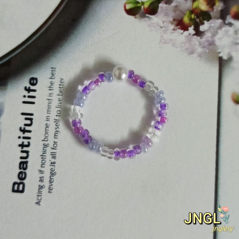 Nhẫn hạt cườm theo tông màu nhiều mẫu 2mm|beads ring