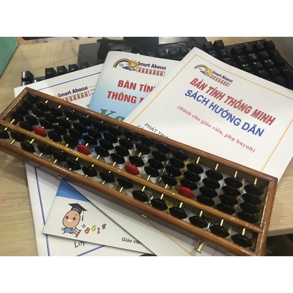 Combo Bàn tính gẩy Soroban 13 15 cột đồ chơi Toán học tư duy phát triển não bộ, Tăng chỉ số IQ cho bé có nút Reset
