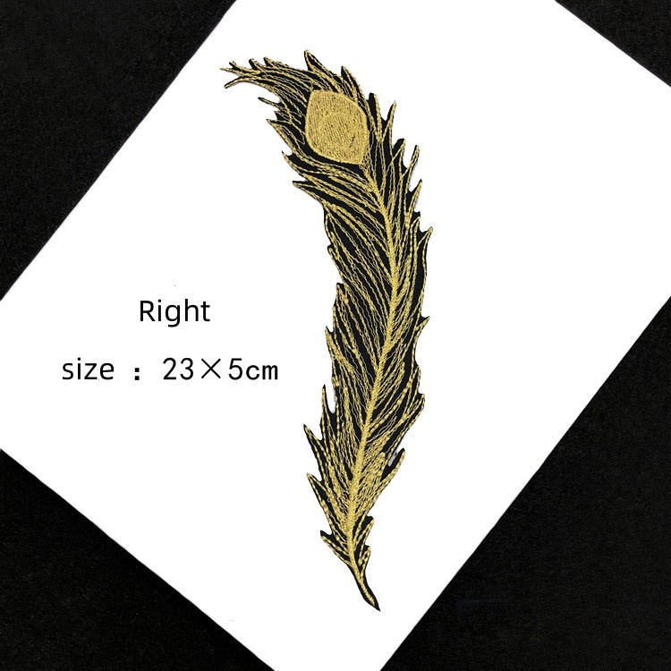 Cuộn Chỉ Vàng Thêu Hình Lông Công DIY Dán Trang Trí Quần Áo Sân Khấu