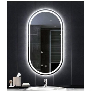Gương Oval kiểu dọc treo tường có đèn led cảm ứng CÁT TƯỜNG trang trí nhà tắm quán cà phê tiệm làm tóc
