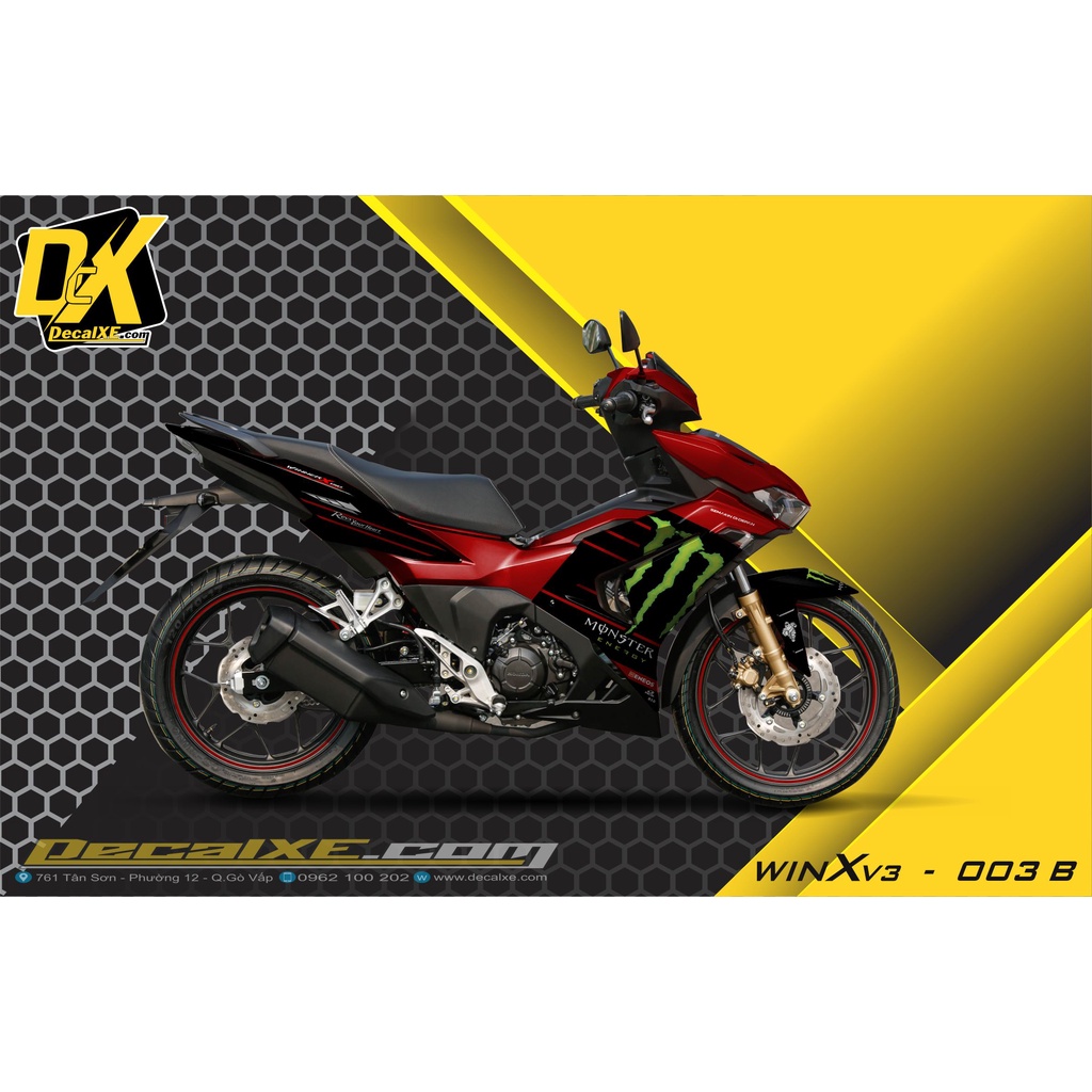 Tem thiết kế dán xe WINNER X V3 | Chất Liệu Decal Cao Cấp Chống Nước, Bền Màu, Cắt Khuôn Sẵn Dễ Dán | WINNERV3-TK003