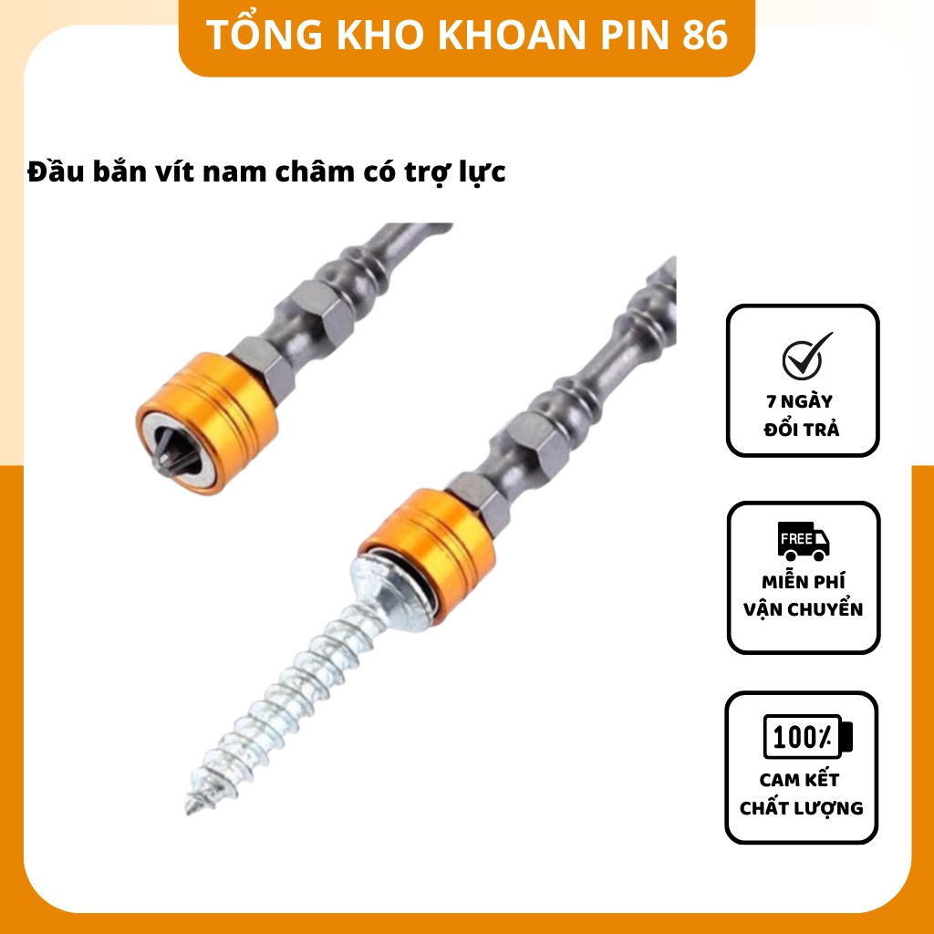 Đầu bắn vít nam châm, mũi bắt vít có đầu nam châm trợ lực chống trượt, đồ làm mộc
