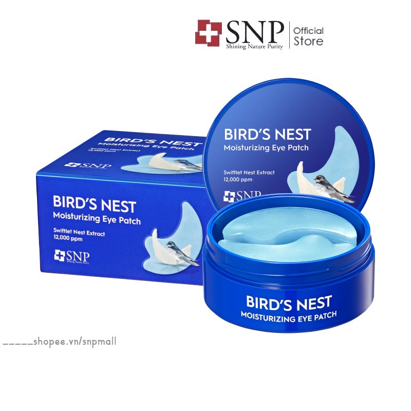 Mặt Nạ Dưỡng Da Vùng Mắt SNP Bird's Nest Aqua Eye Patch Tinh Chất Tổ Yến Hộp 60 Miếng