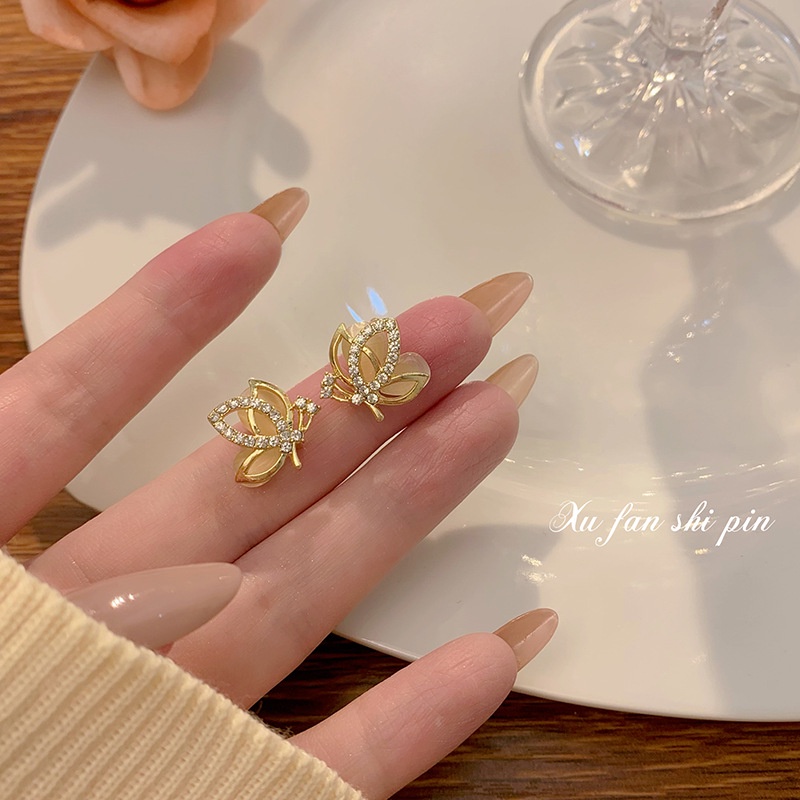 Bông Tai Hình Bướm Đính Đá Opal Thời Trang 2022