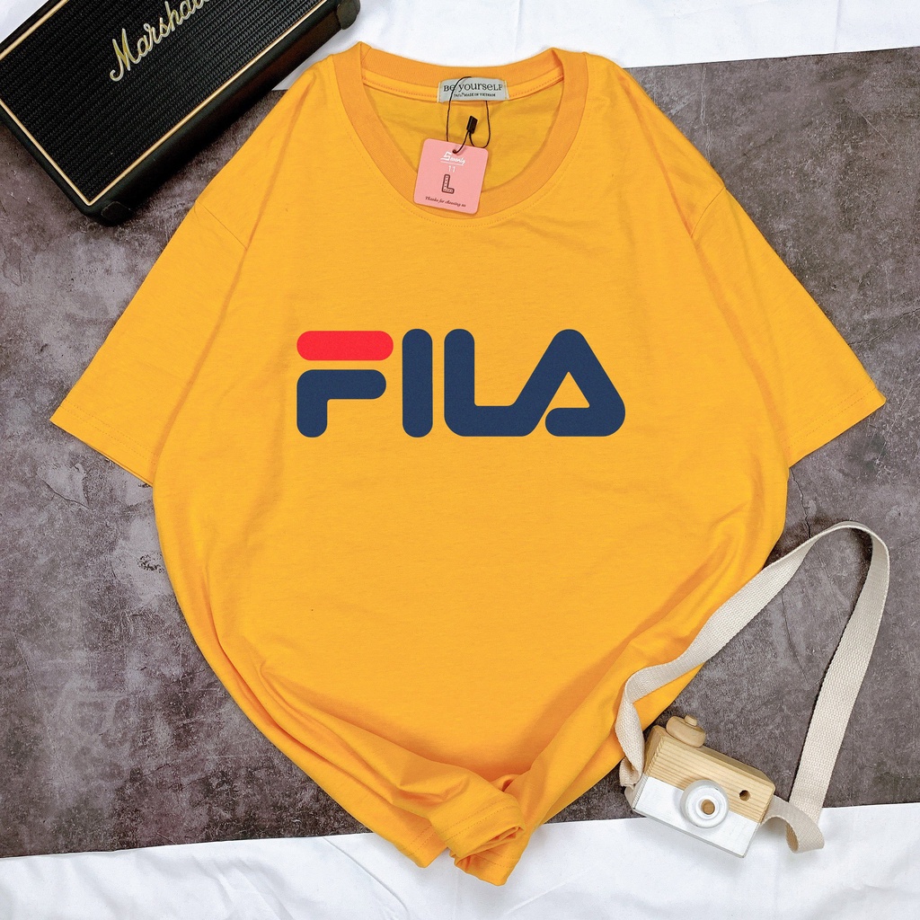 Áo thun nam nữ unisex áo phông vải cotton thoáng mát cổ tròn in chữ Fila - shop.lucas