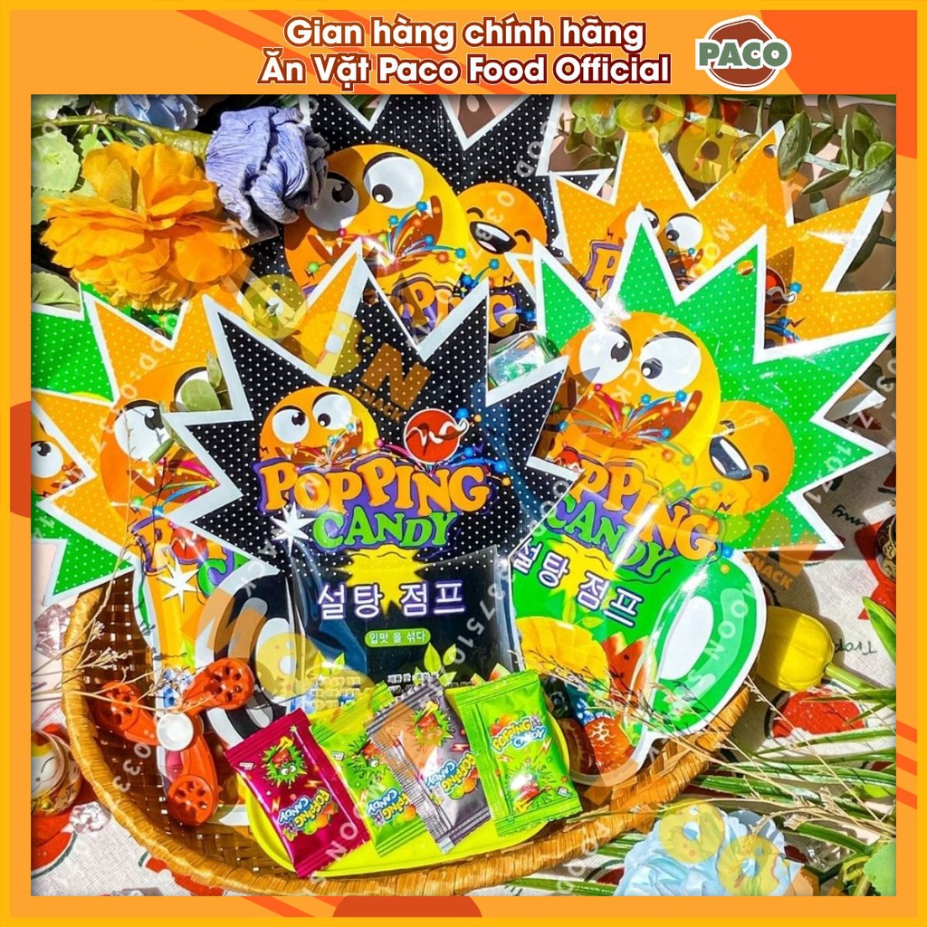 Kẹo nổ hình ly nước Striking Popping Candy vị trái cây 38g gồm 4 gói kẹo nổ và 1 con quay đồ chơi
