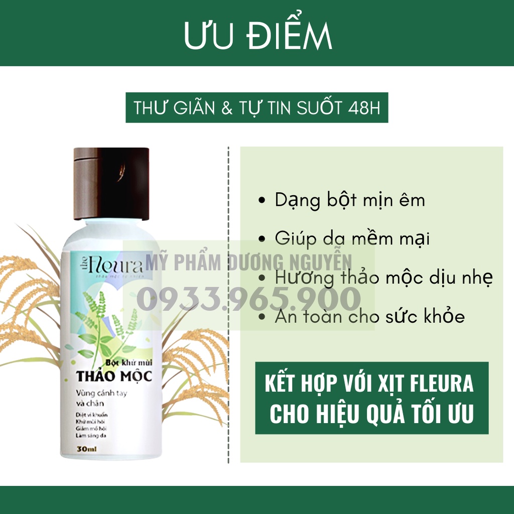 Bột Khử Mùi Hôi Nách Hôi Chân Thảo Mộc FleurA Handmade 30ml - Ngăn Mùi & Mồ Hôi Hiệu Quả Ngay Lần Đầu Sử Dụng