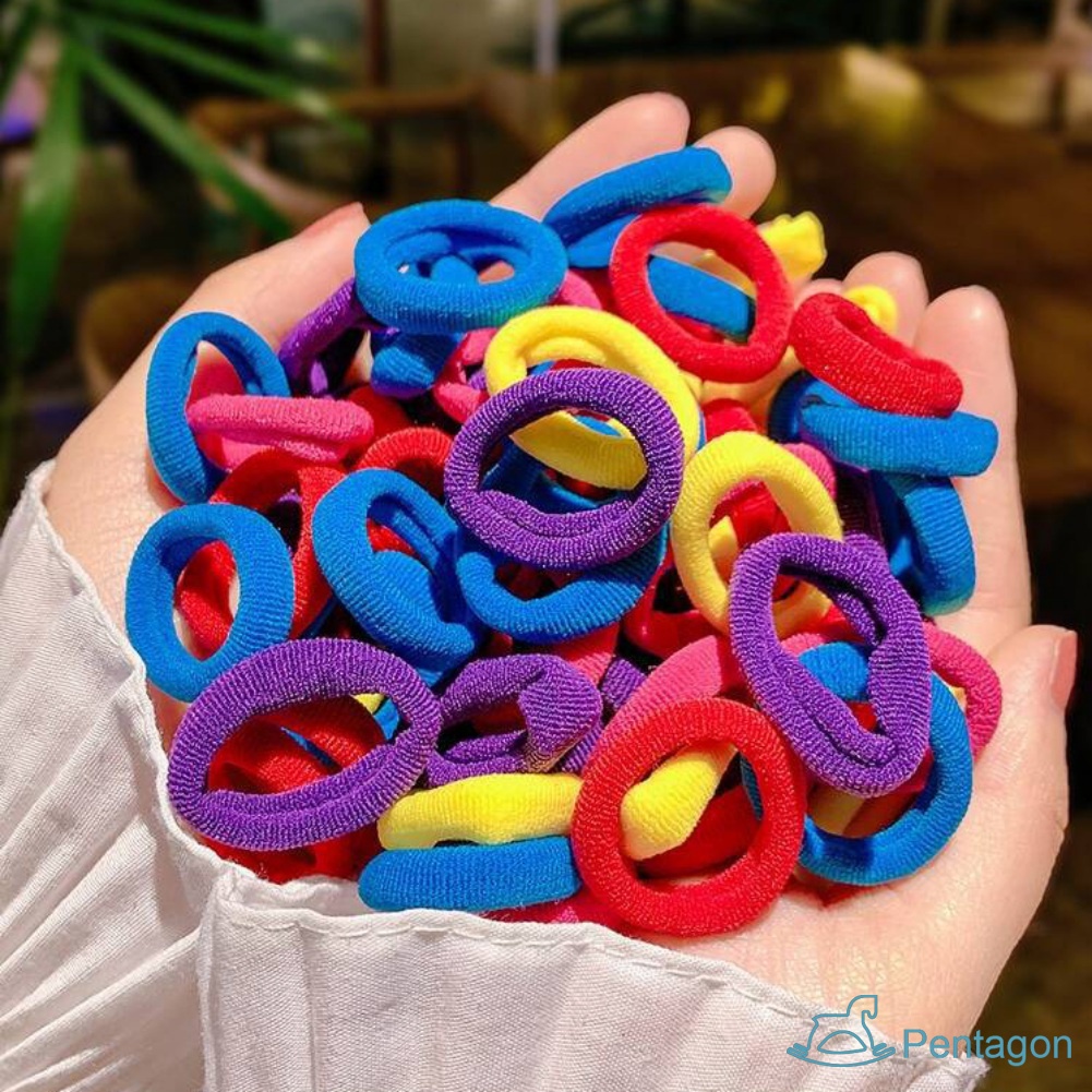 Set 100 Dây Buộc Tóc Cao Su Phong Cách Hàn Quốc Cho Bé Gái