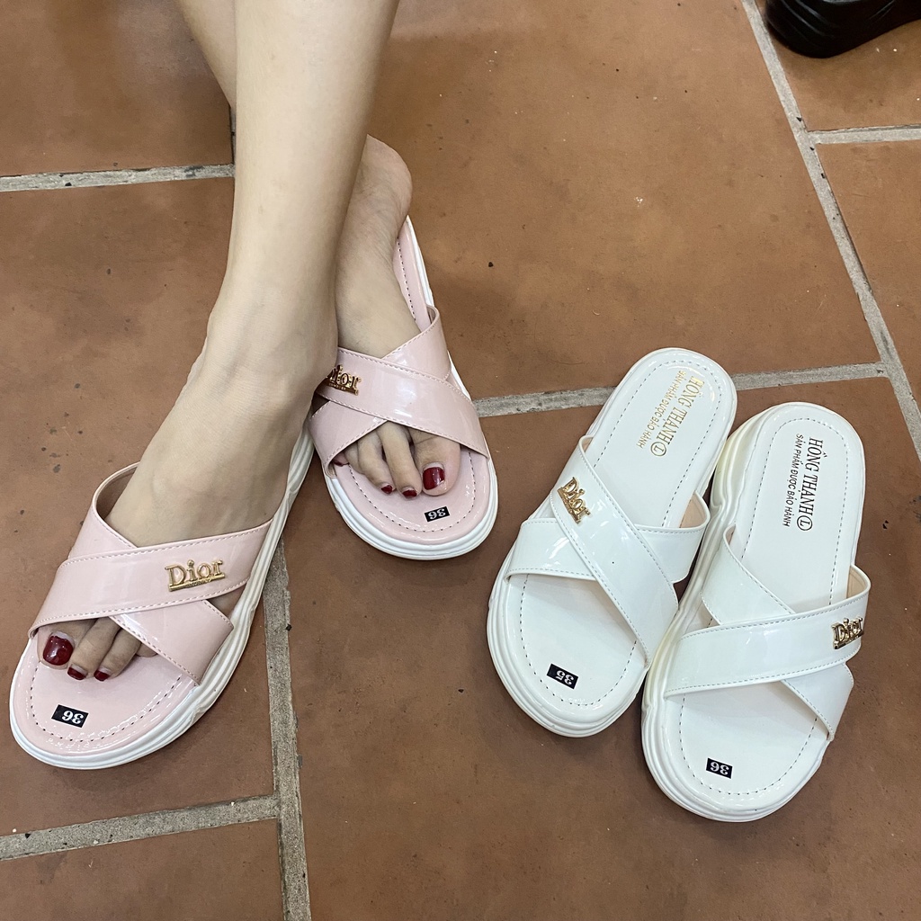 Dép cao gót đế cao su 4 phân WOMENSTYLE sang chảnh,đi chơi, đi làm LÙI 1 size 3 màu trắng, đen, hồng size 35-39 mã TD24