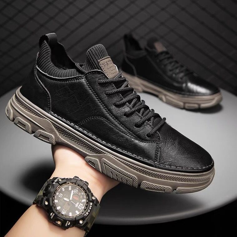 [Tăng Chiều Cao 5cm] Giày Bốt Martin Bằng Da Phong Cách Mới Cho Nam Phong Cách Anh Quốc Giày Boot Da ThờI Trang Cho Nam