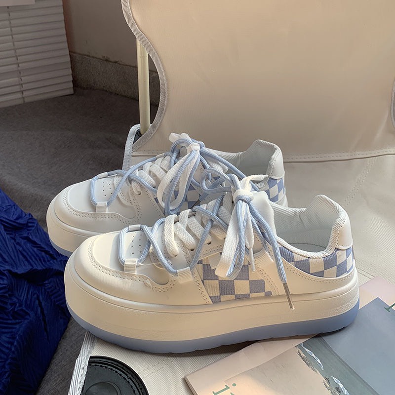 Giày nữ thể thao độn đế phối kẻ NICE