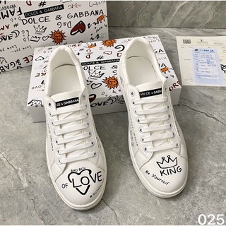 Giầy buộc dây DG trắng - Giày sneaker DG đế 3 phân cổ thấp