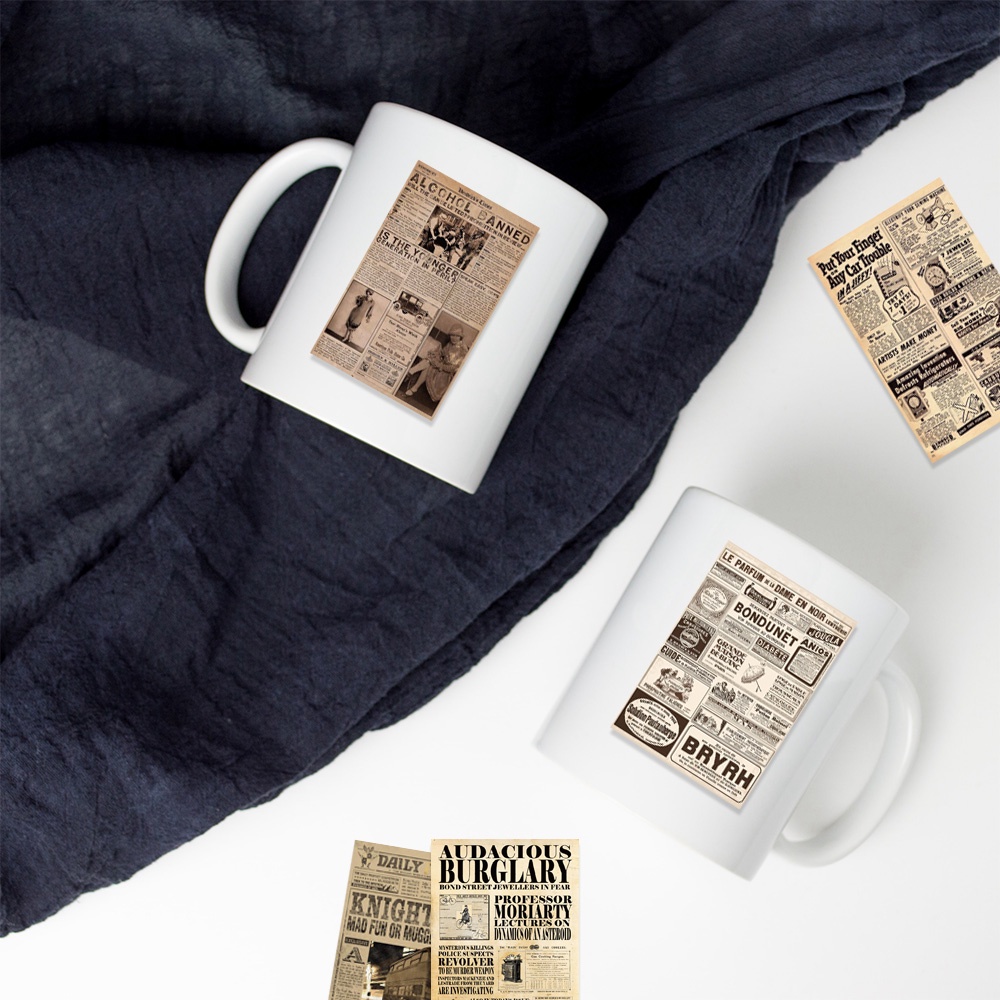 Bộ 35 Miếng Dán Trang Trí Nhật Ký Hình Tờ Báo Kiểu Vintage Sáng Tạo DIY