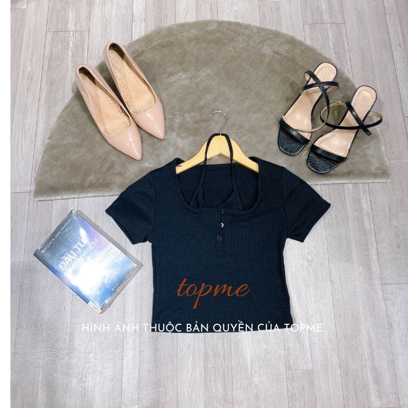 Croptop Cổ Yếm Tay Ngắn Chất Thun Tăm Mềm Mịn Freesize Dưới 57kg CTCY04