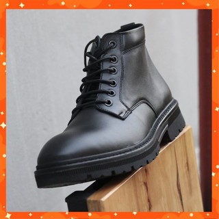 Giày Da Nam Cao Cấp Cổ Cao Màu Đen Khâu Viền Giày Boots Bốt Nam Da Thật Phong Cách Bụi Trẻ Trung Lịch Lãm GD01